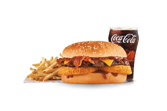 Order Western Bacon Cheeseburger® Combo food online from Hardee 2021 store, Waynesboro on bringmethat.com