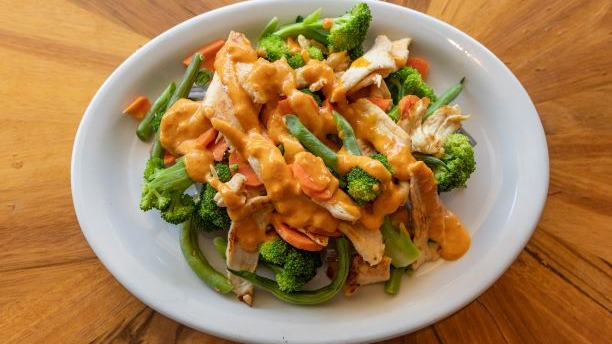 Order 22a. Broccoli & Green Beans in Peanut Sauce food online from Peppers Thai Cuisine store, Palm Desert on bringmethat.com