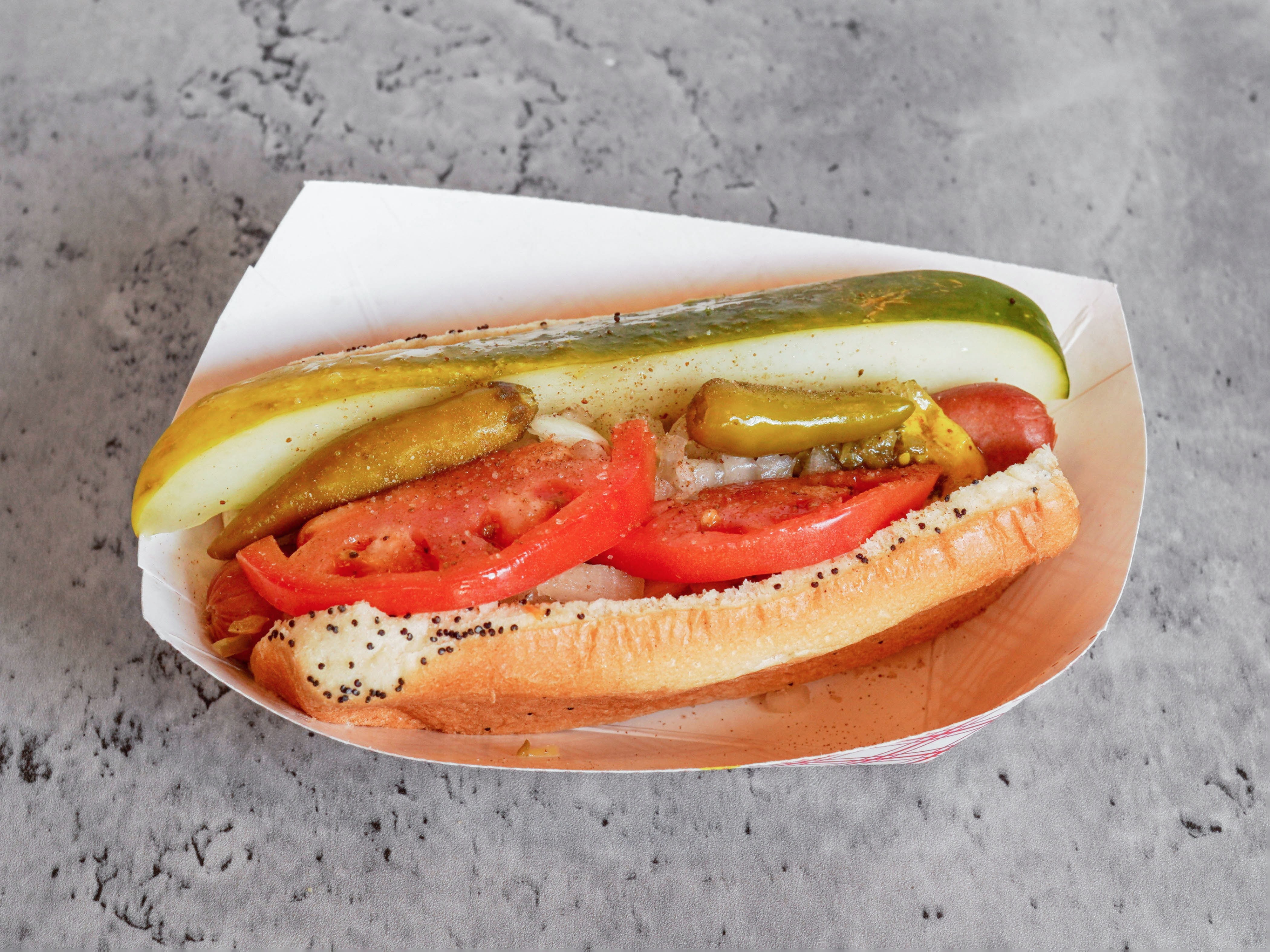 Order Old Chicago Style Red Hot Dog with Fries food online from Old Chicago Red Hots store, Gurnee on bringmethat.com
