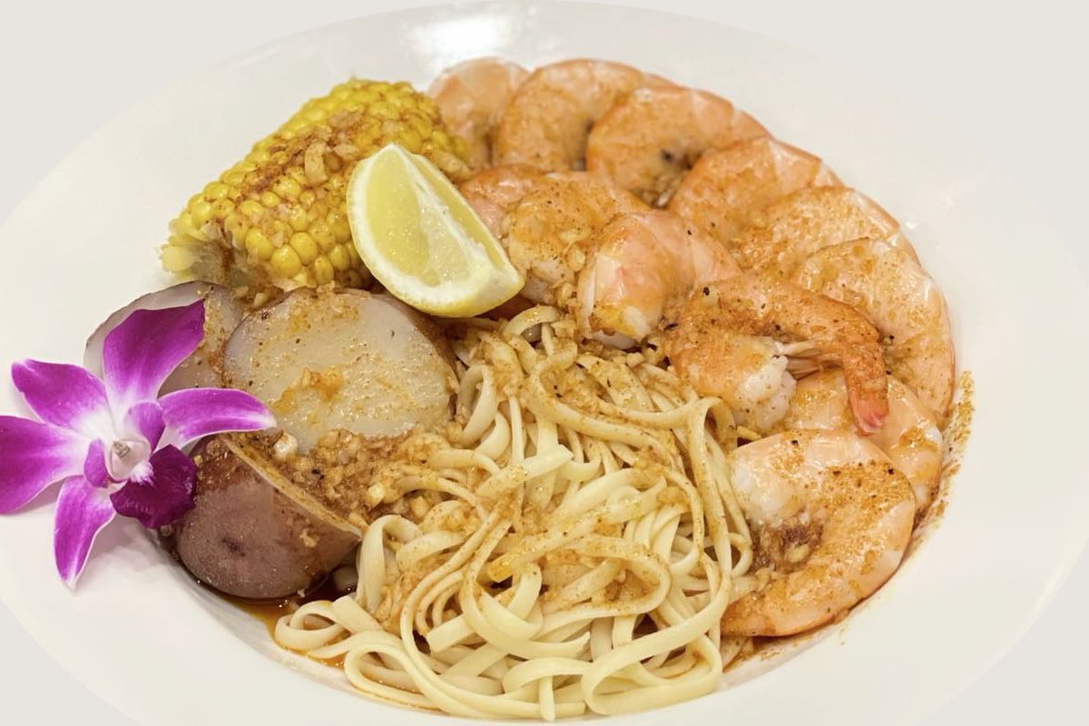 Order 1/2 Lb Shrimp w Pasta food online from Crazy Seafood store, West Springfield on bringmethat.com