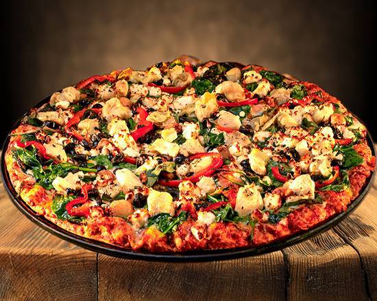 Order 16" Giant Greek Vegetarian Pizza (16 Slices) food online from Abby's Legendary Pizza store, Wenatchee on bringmethat.com