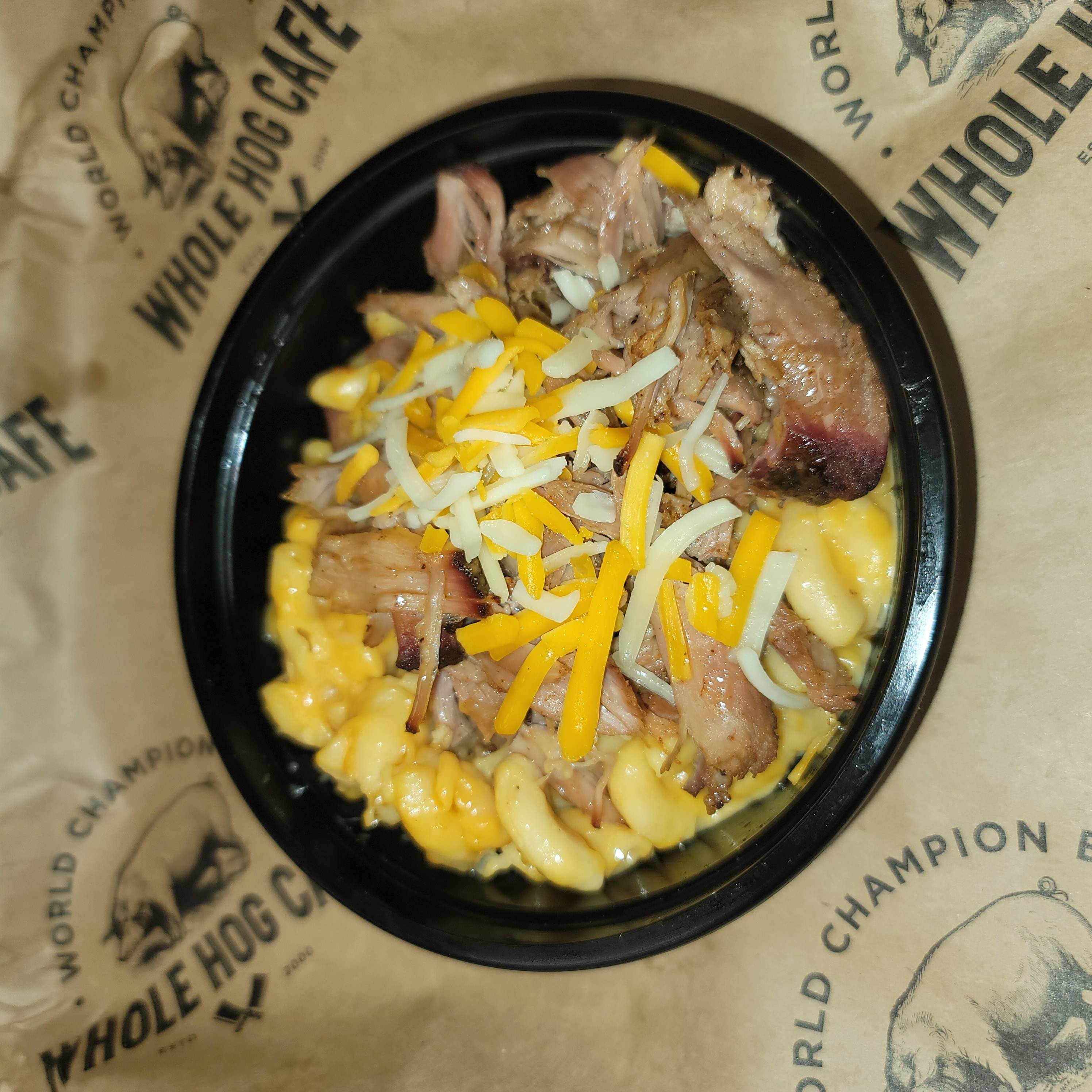 Order Pork Mac & Cheese Bowl food online from Whole Hog Cafe store, Yonkers on bringmethat.com