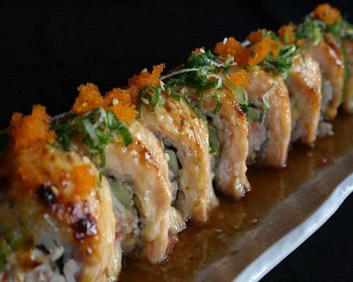 Order Baked Salmon Roll  food online from Sushi Factory store, Azusa on bringmethat.com