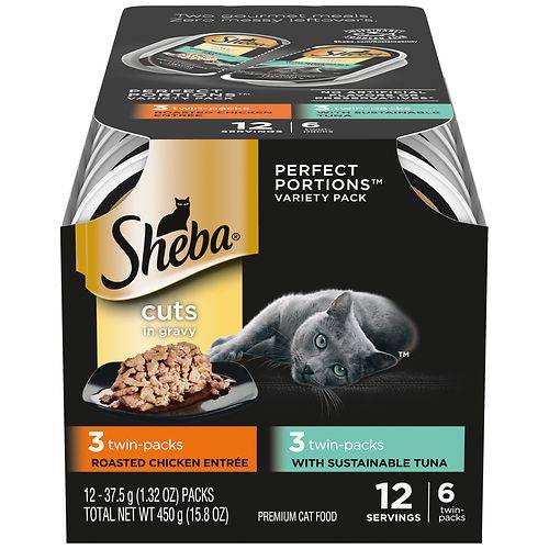 Order Sheba Choice Cuts Perfect Portions Chicken & Tuna - 1.3 oz x 12 pack food online from Walgreens store, Tumwater on bringmethat.com