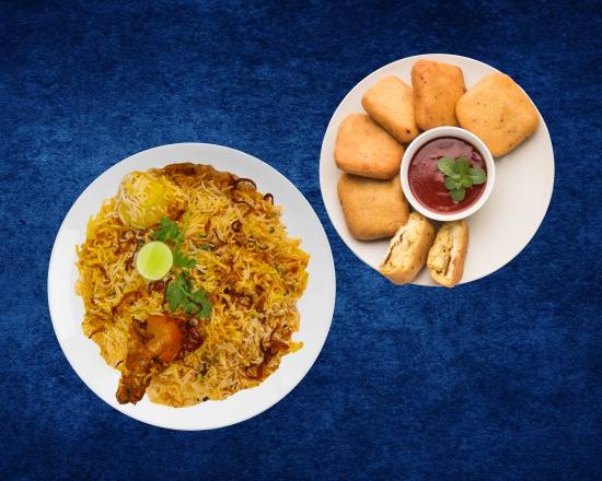 Order Chicken Biryani & Cottage Cheese Fritters food online from The Imperial Indian store, Huntsville on bringmethat.com