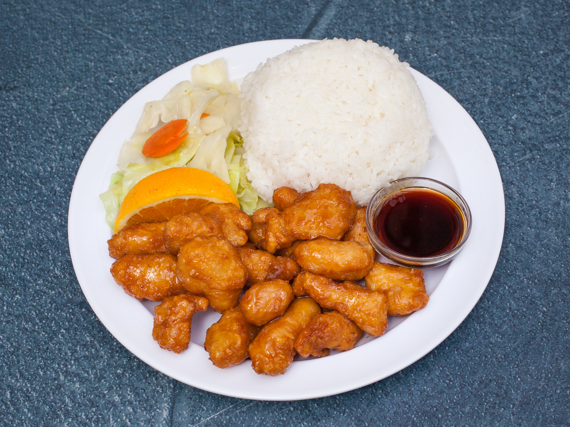 Order Orange Chicken food online from Happy Teriyaki 5 store, Tumwater on bringmethat.com