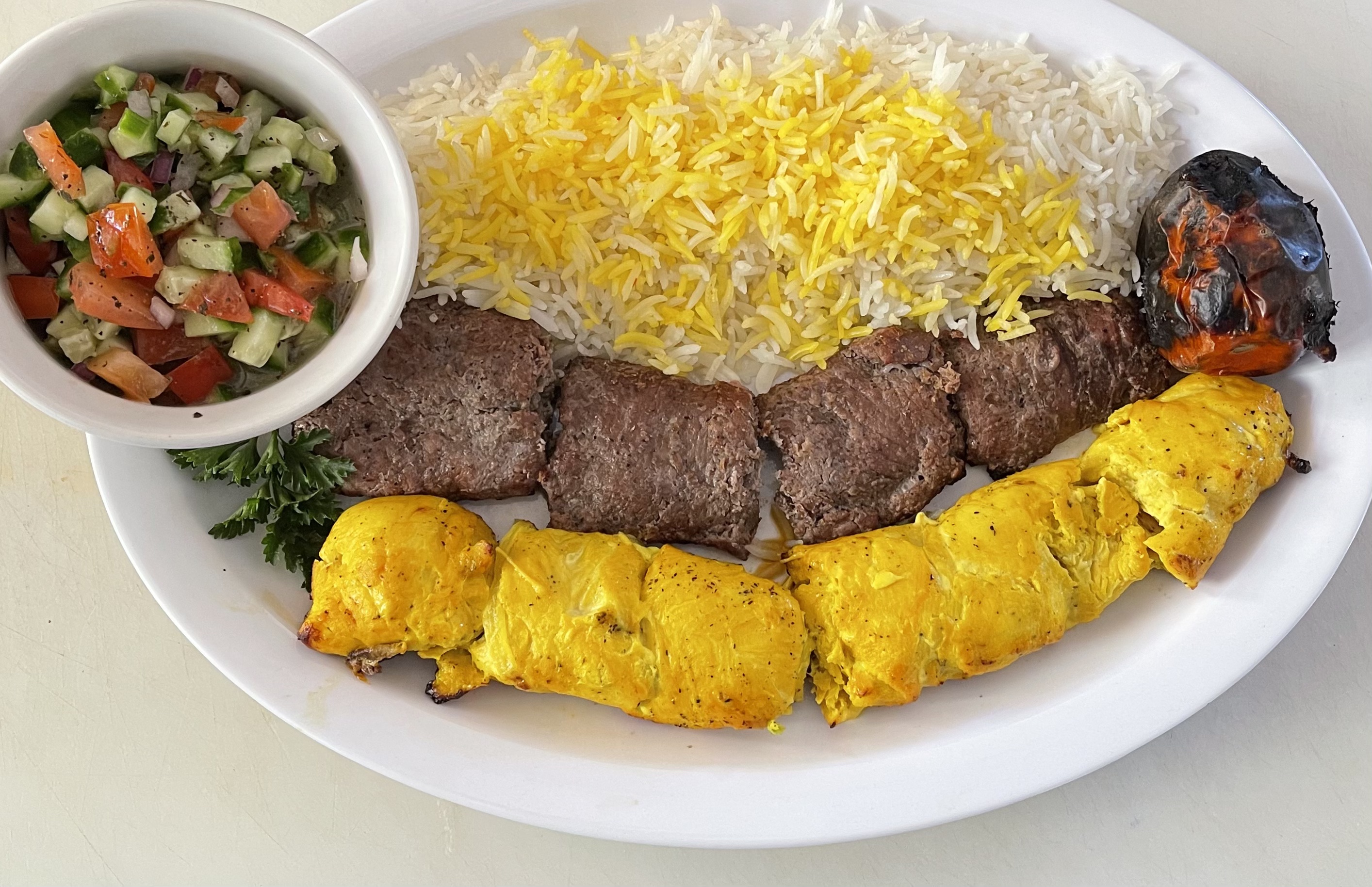 Order P- Beef and Chicken shish kabab food online from Hungry Pocket store, Santa Monica on bringmethat.com