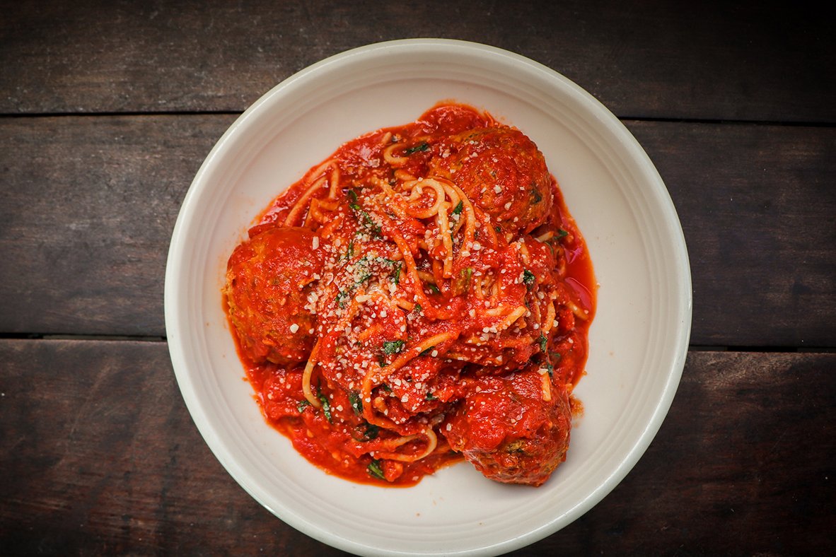 Order SPAGHETTI & MEATBALLS food online from Pitfire Artisan Pizza store, Los Angeles on bringmethat.com