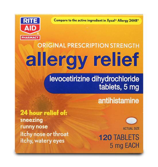 Order Rite Aid Levocetirizine Tablets 5 mg (120 ct) food online from Rite Aid store, NORTH CHILI on bringmethat.com