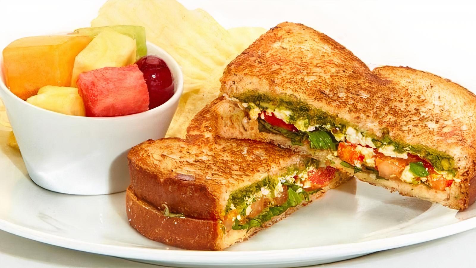 Order Tomato-Basil Sandwich  food online from Taziki's Mediterranean Cafe store, Brentwood on bringmethat.com