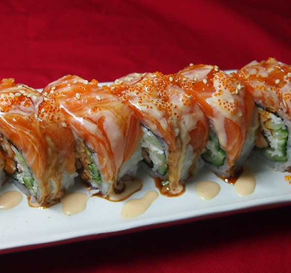 Order Salmon Paradise Roll food online from Joy Sushi store, Mountain View on bringmethat.com