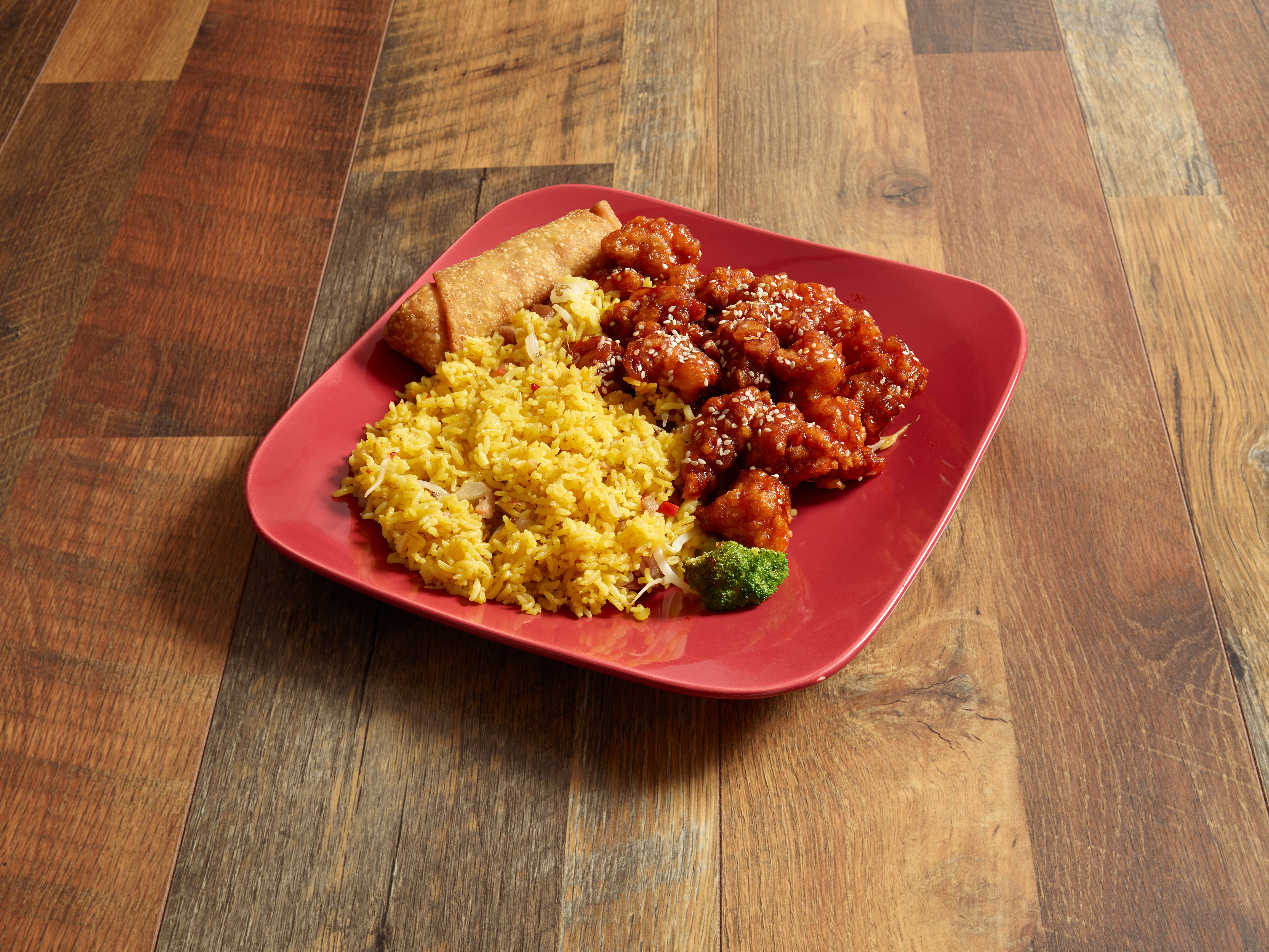 Order C20. Sesame Chicken Combination Plate food online from Green Shell store, Troy on bringmethat.com