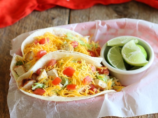 Order Chicken Tacos Plate (2 pcs) food online from Burger Mania store, Phoenix on bringmethat.com