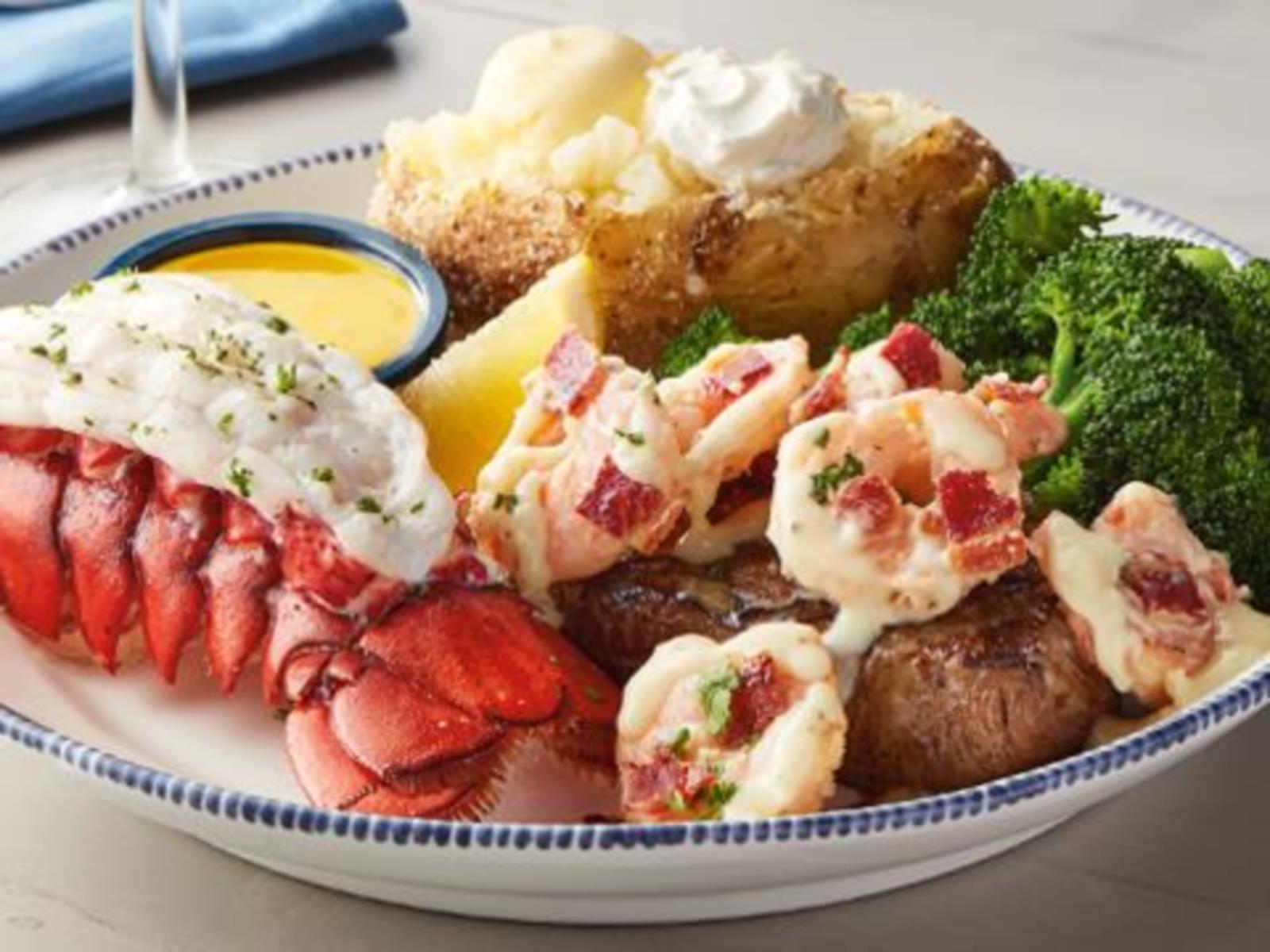 Order New! Lobster & Shrimp-topped Sirloin** food online from Red Lobster store, Columbus on bringmethat.com