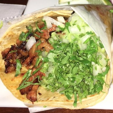 Order Al Pastor Taco food online from Las Margaritas store, Brooklyn on bringmethat.com
