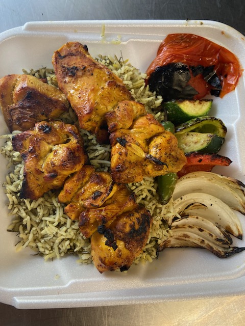 Order 1. Chicken Thigh Kabab food online from Elias Kosher Kabab store, Los Angeles on bringmethat.com
