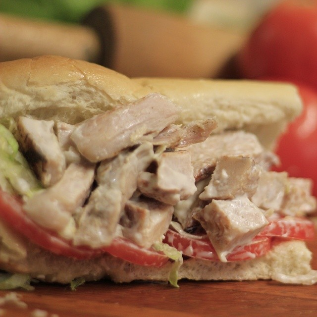 Order 22. Marinated Chicken Salad Sub food online from Baldinos Giant Jersey Subs store, Pooler on bringmethat.com