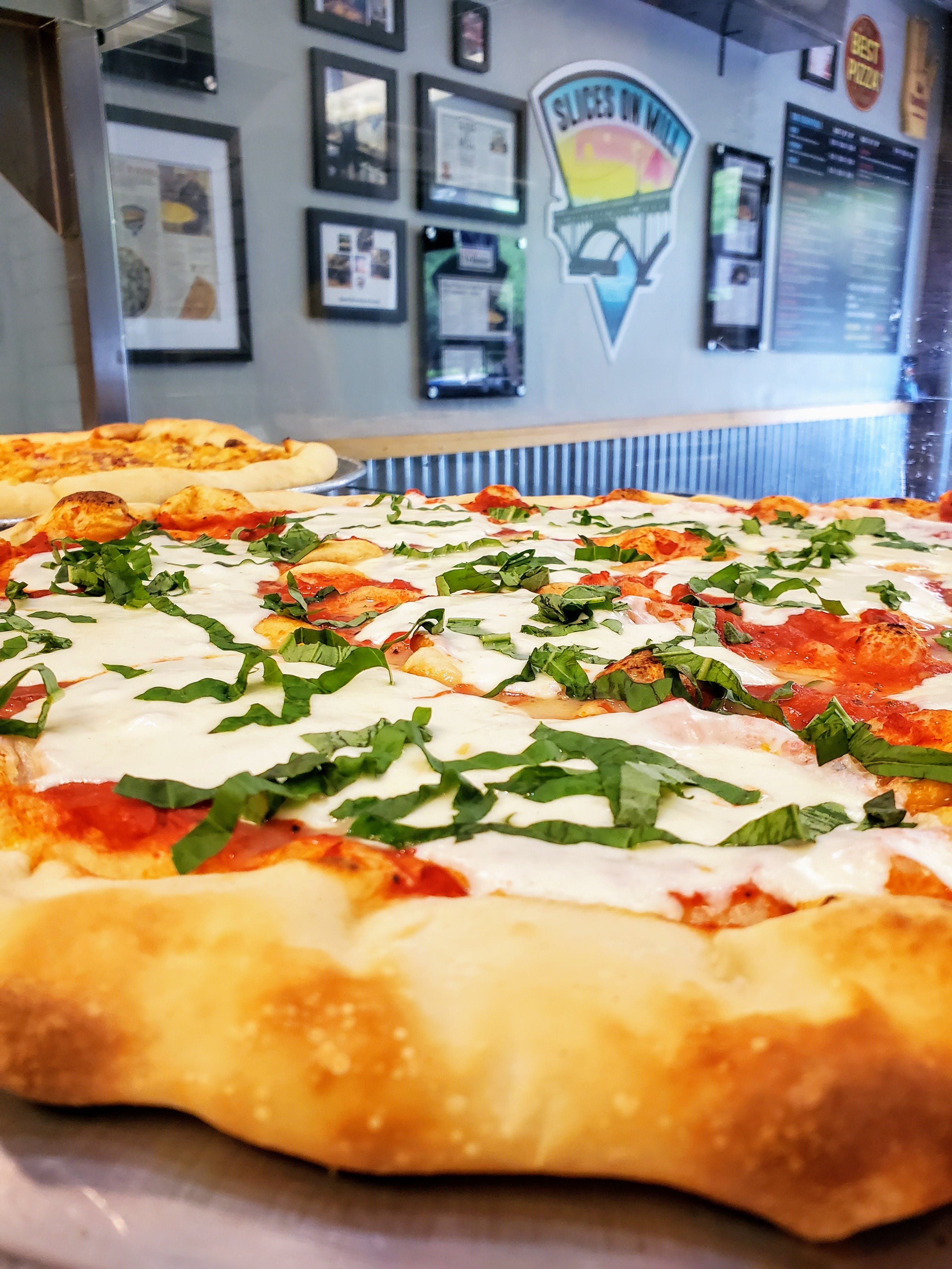 Order Fresh Mozzarella & Basil Pizza - 16" food online from Slices On Mill store, Tempe on bringmethat.com