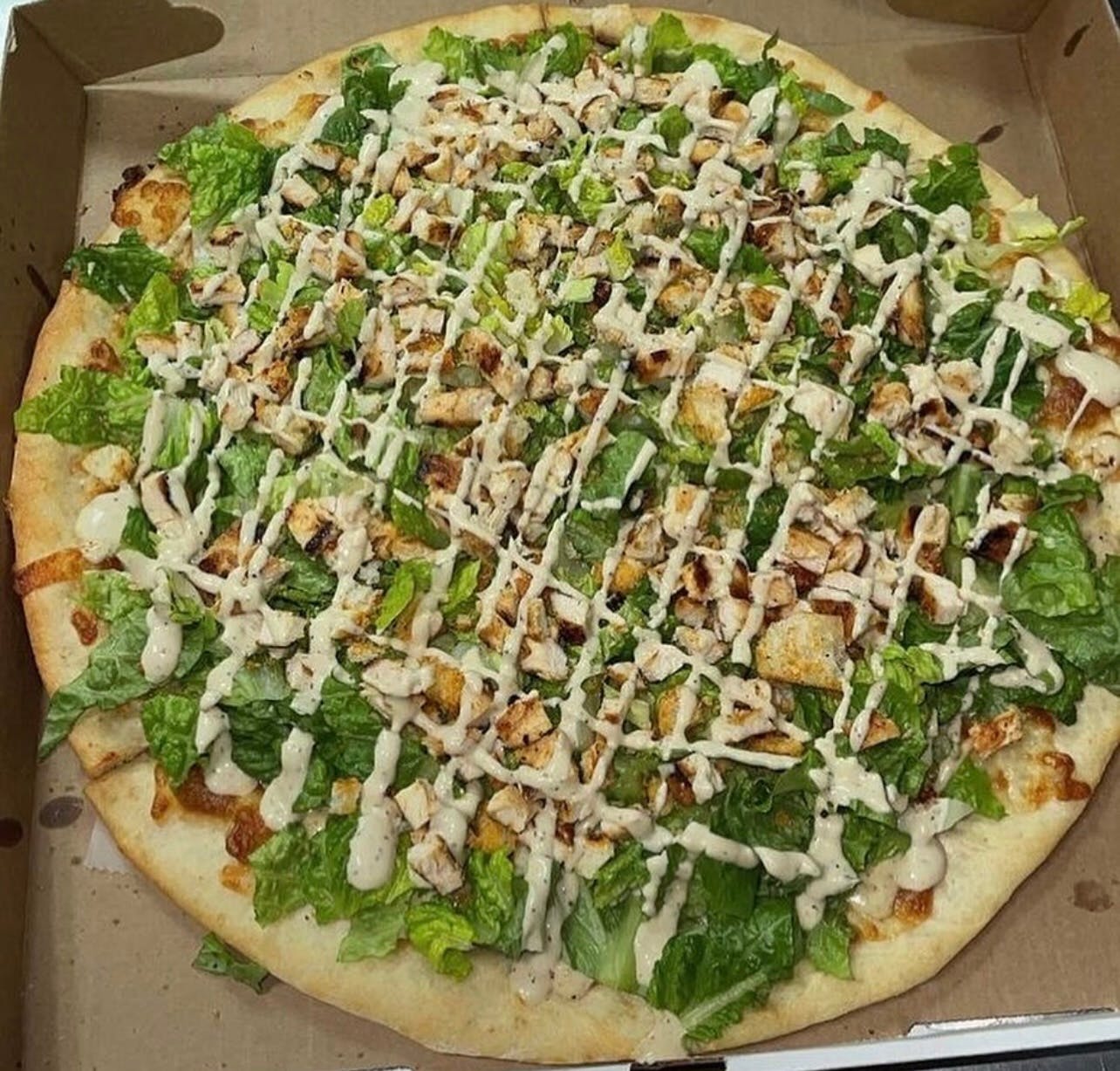 Order Chicken Caesar Pizza - Personal 12'' food online from Amici Pizza store, Peekskill on bringmethat.com
