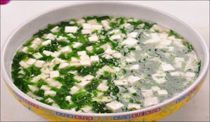 Order C9. Gee-Tsai with Bean Curd Soup 荠菜豆腐羹 food online from Garage Restaurant store, San Gabriel on bringmethat.com