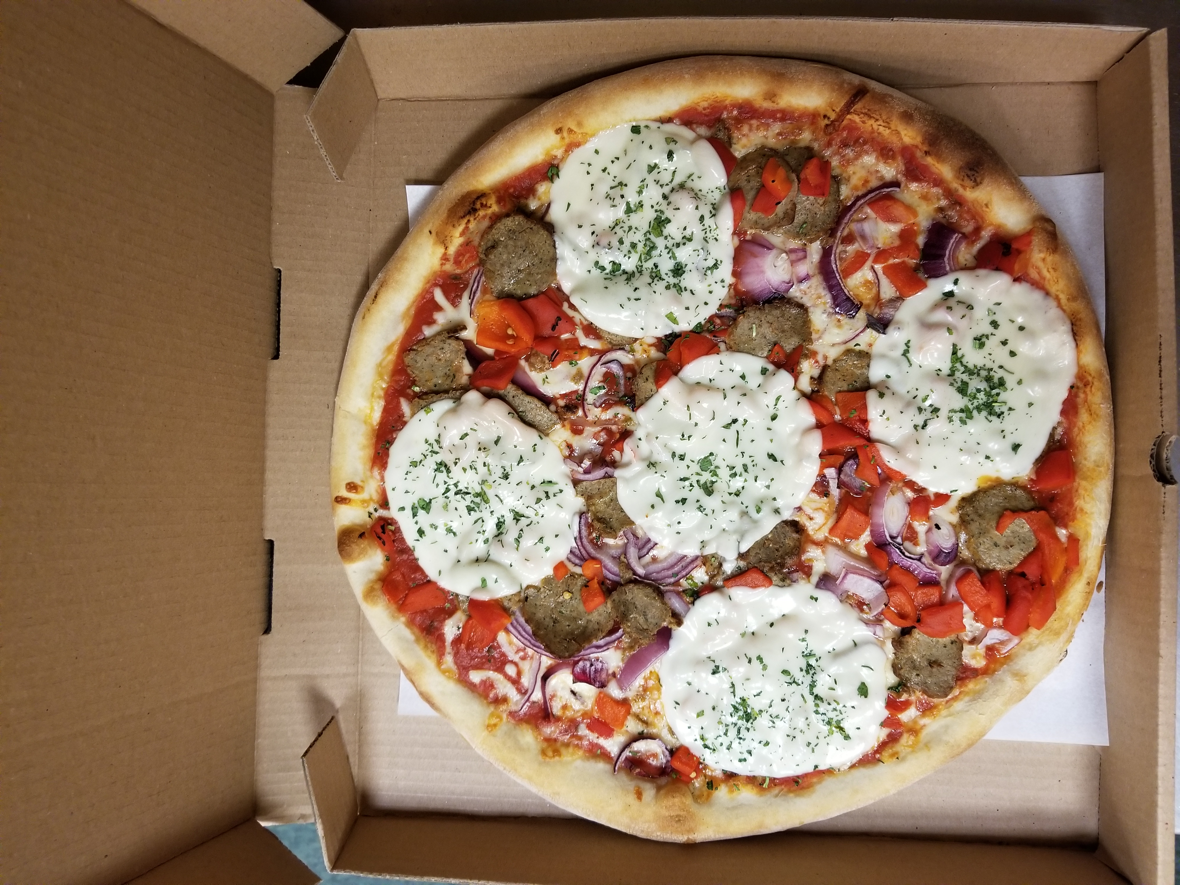 Order Sausage and Roasted Peppers Pizza food online from Pizza Mia store, Newburgh on bringmethat.com