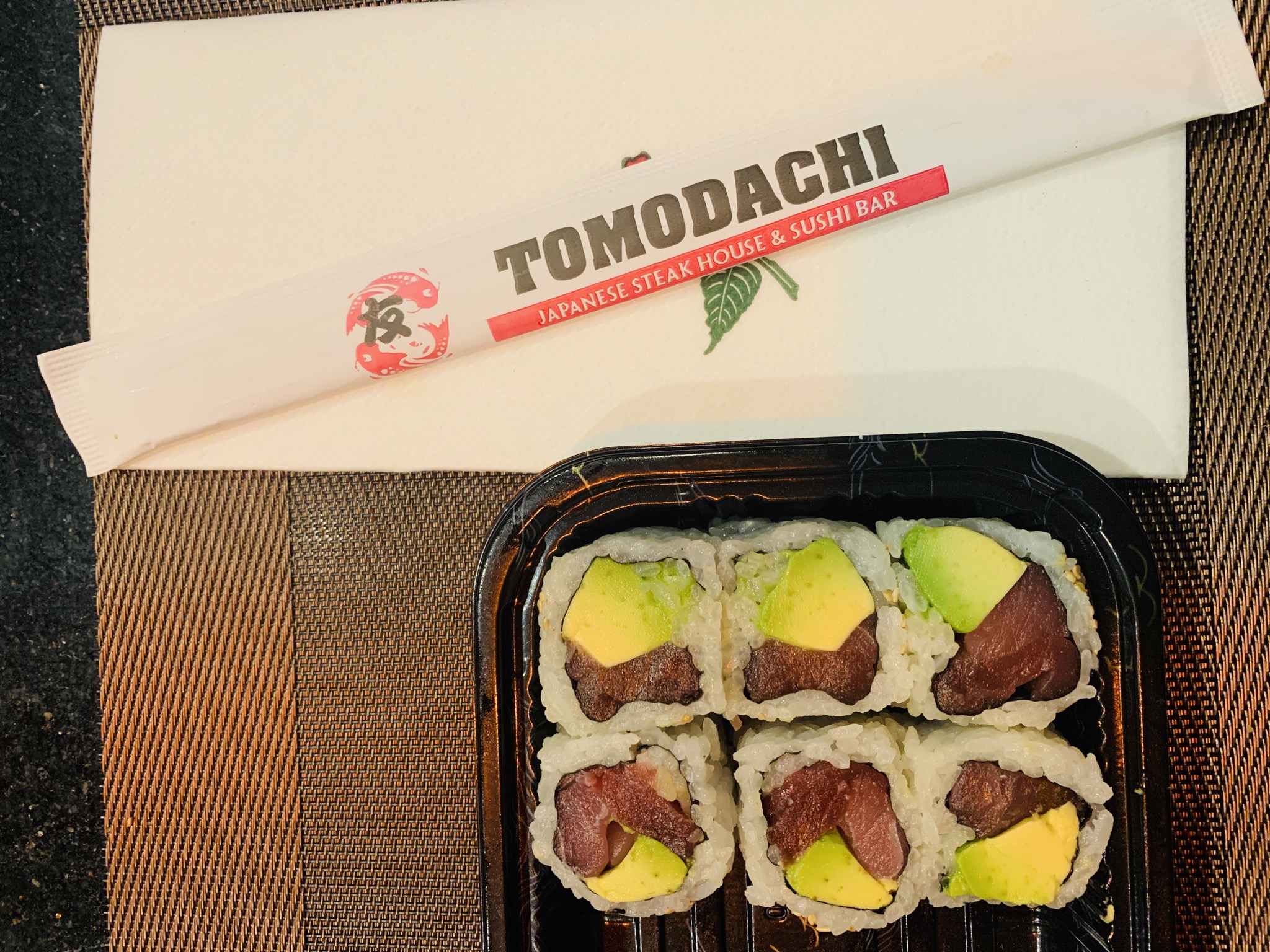 Order 5. Tuna Avocado Roll food online from Tomodachi Japanese Steakhouse & Sushi Bar store, Royersford on bringmethat.com