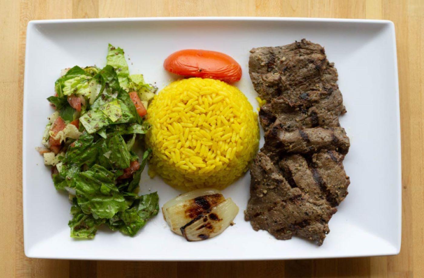 Order Beef Shish Kabab food online from Pita Pita Mediterranean store, Orland Park on bringmethat.com