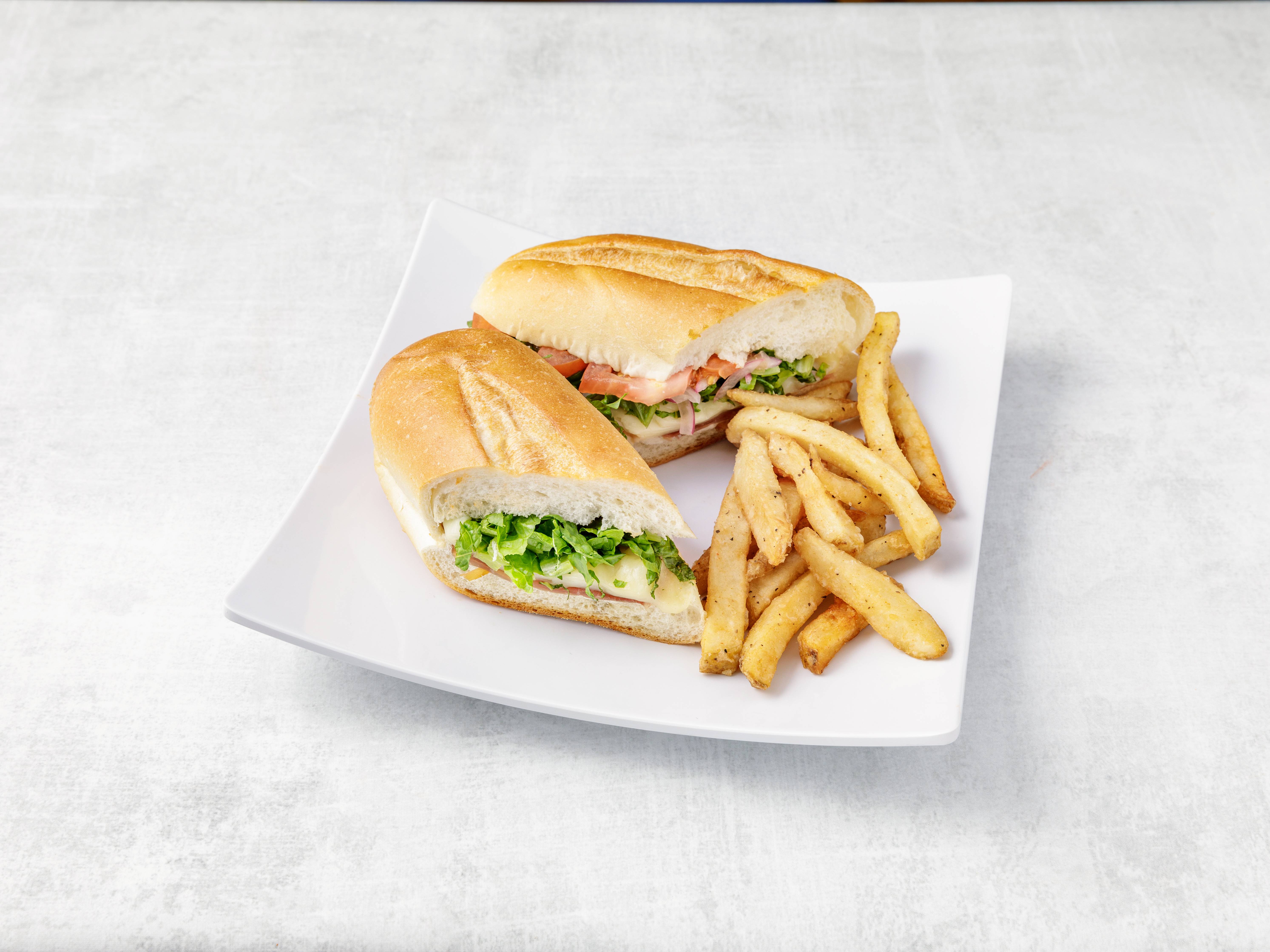 Order 1. Prosciutto and Genoa Salami Sandwich with French Fries food online from Volares Restaurant store, Rutherford on bringmethat.com