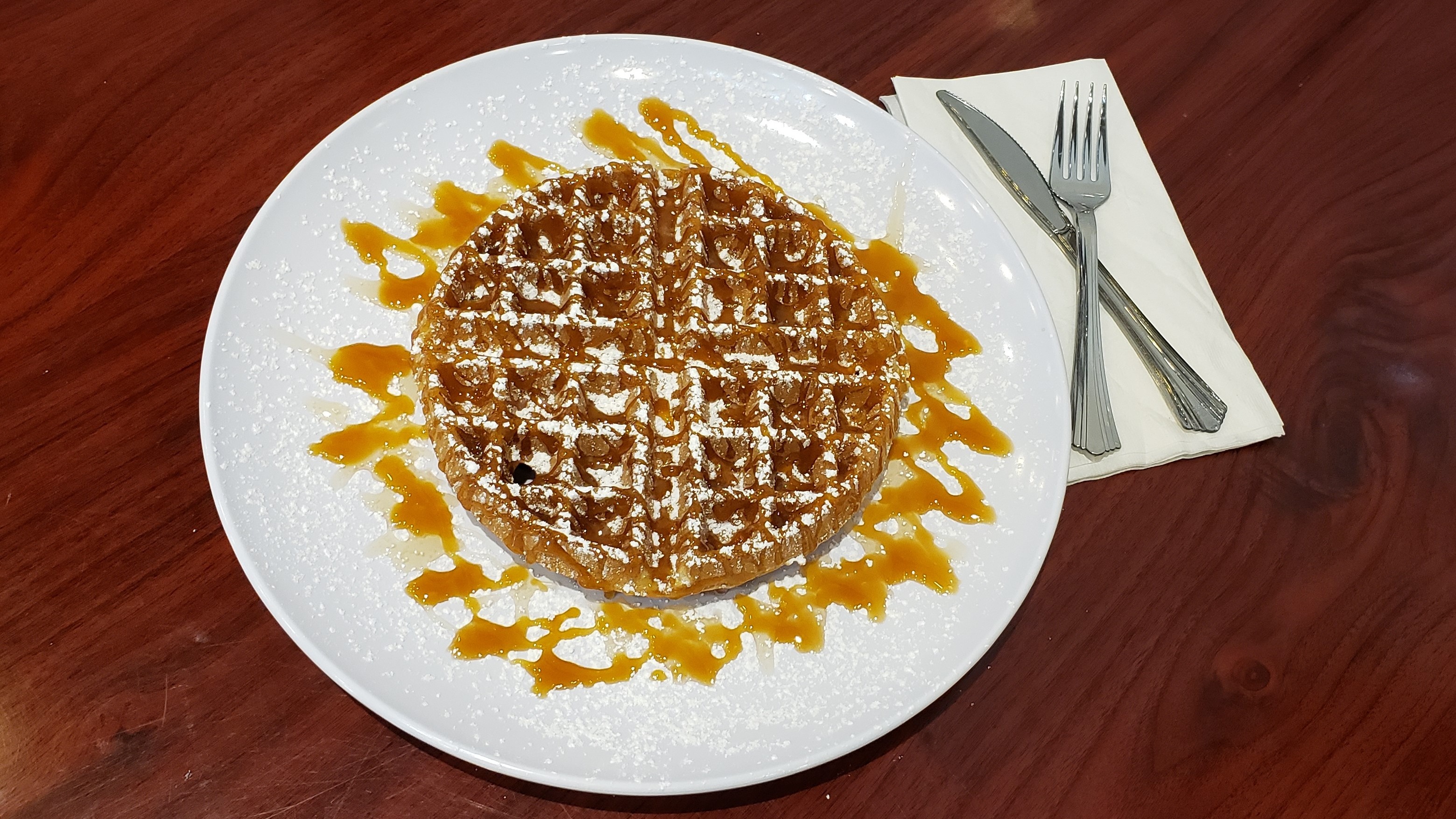 Order Caramel Waffle food online from Sleek Creperie Cafe store, Cypress on bringmethat.com