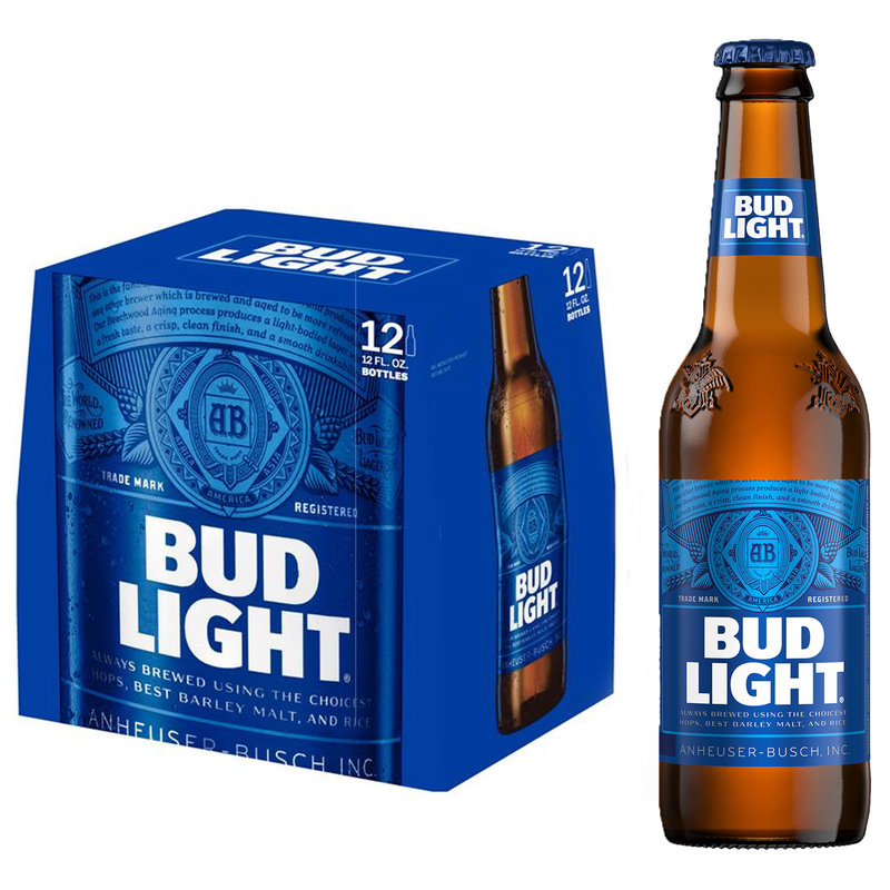 Order Bud Light Beer 4.2% ABV 12 Pack Bottle food online from Mirage Wine & Liquor store, Palm Springs on bringmethat.com