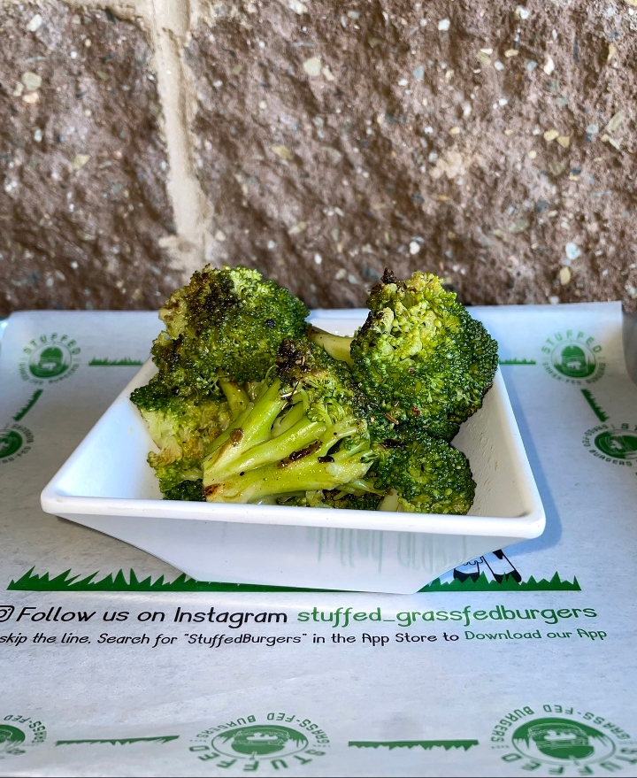 Order Grilled Broccoli (gf, v) food online from Stuffed Grass Fed Burgers store, Montclair on bringmethat.com