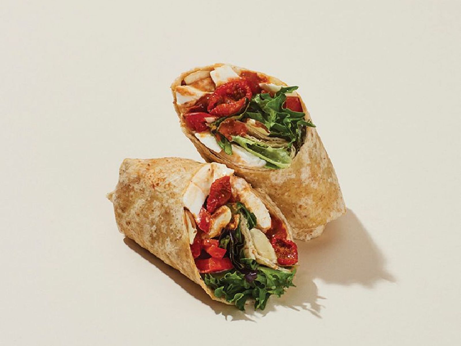 Order Mozzarella & Red Peppers with Romesco Wrap food online from Pret A Manger store, New York on bringmethat.com