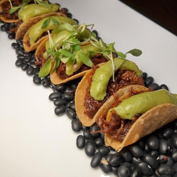 Order SMOKED SHORT RIB MINI TACOS food online from Butcher And Banker store, New York on bringmethat.com