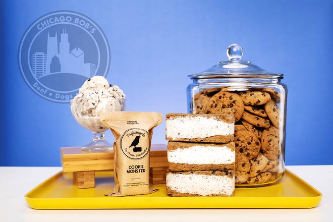 Order Nightingale Ice Cream Sandwich - Cookie Monster food online from Chicago Bob store, Roanoke on bringmethat.com