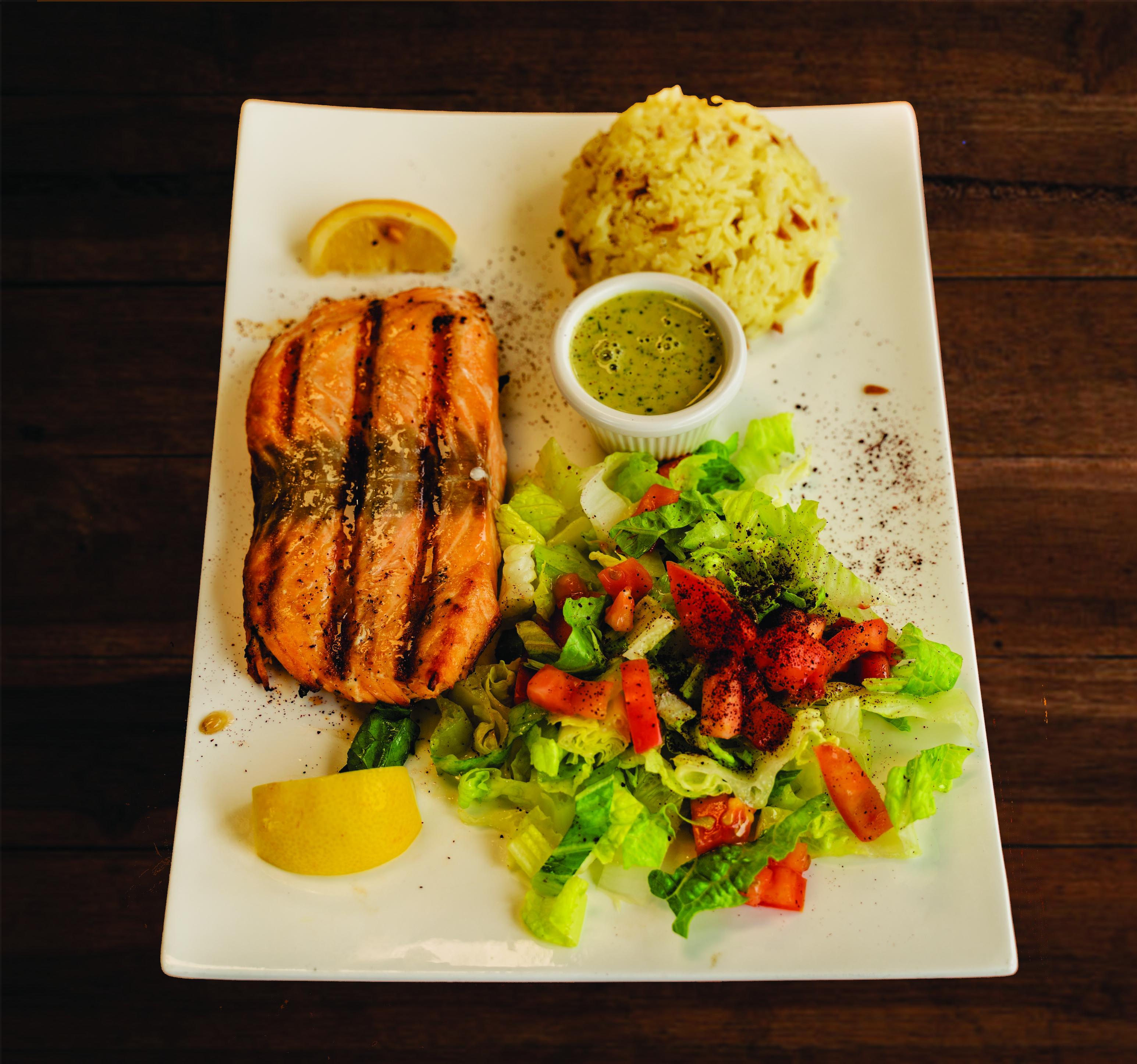 Order Salmon Plate food online from City Kebab & Gyros store, Daly City on bringmethat.com