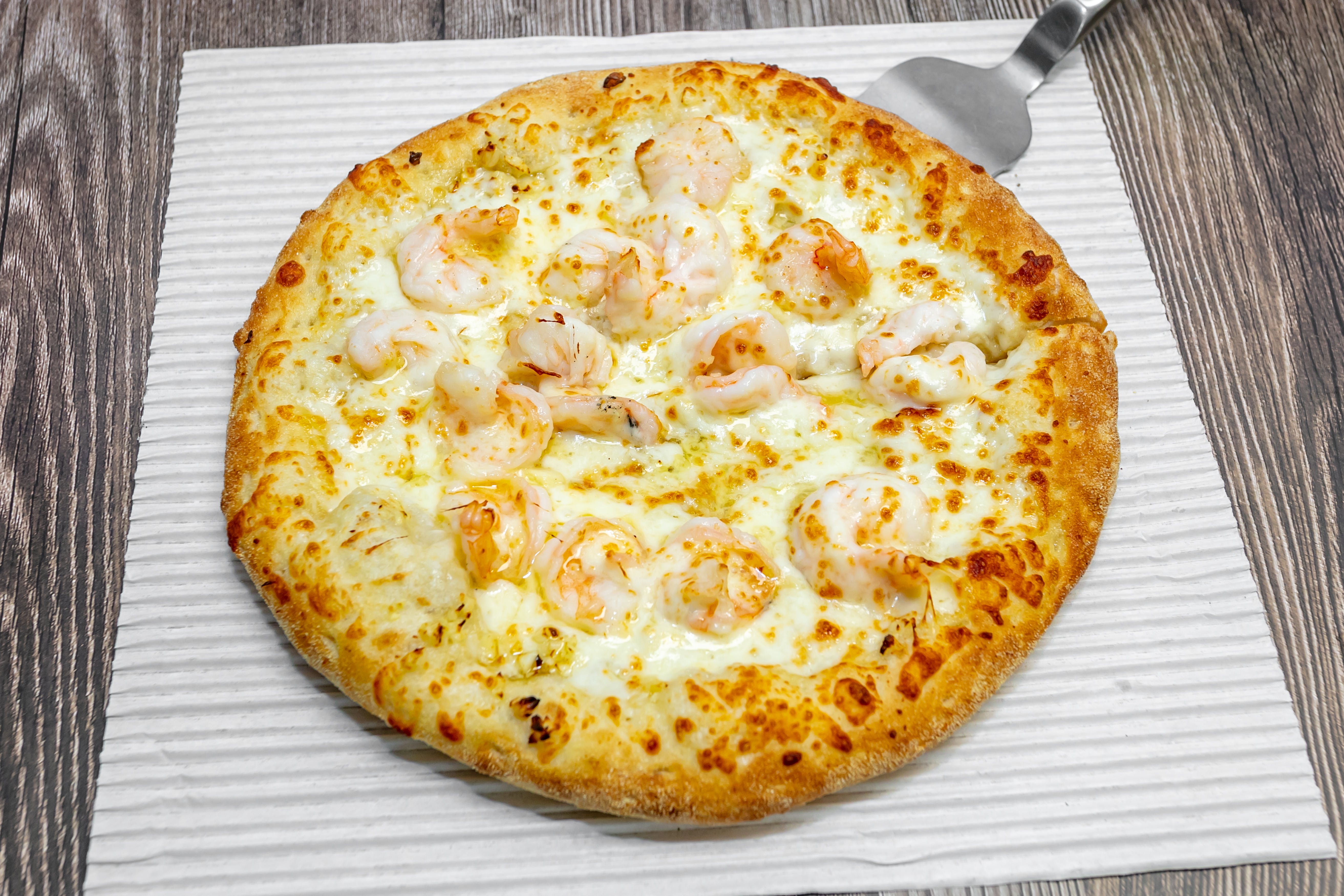 Order Shrimp Scampi Pizza - Small 10'' (4 Slices) food online from Star Pizza store, Roswell on bringmethat.com