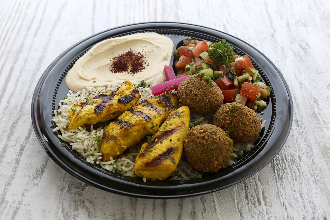 Order Falafel and Chicken Kabab Combo food online from Taza Cafe store, Chicago on bringmethat.com