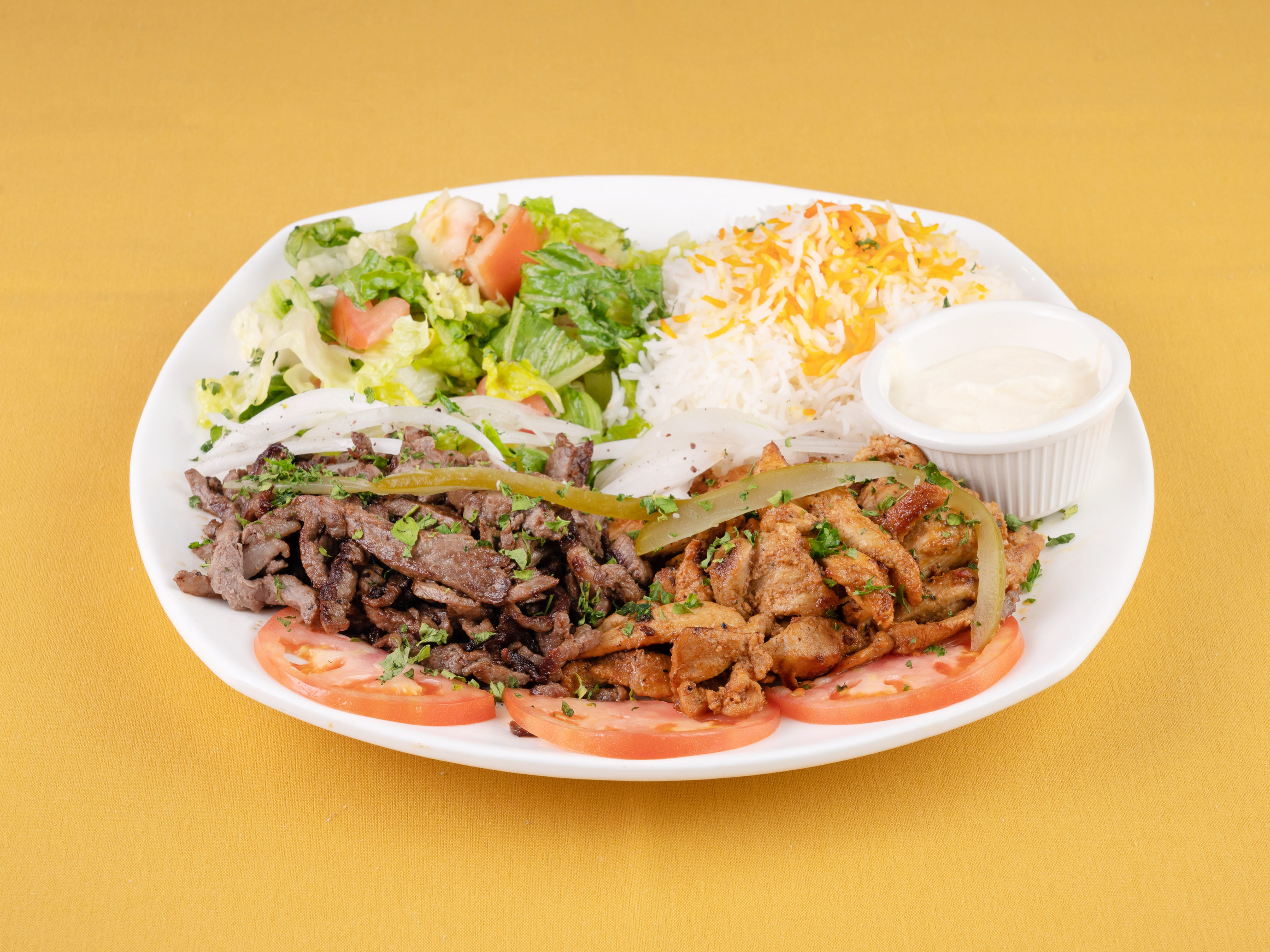 Order Beef Shawarma Plate food online from Double Apple Cafe & Grill store, Houston on bringmethat.com