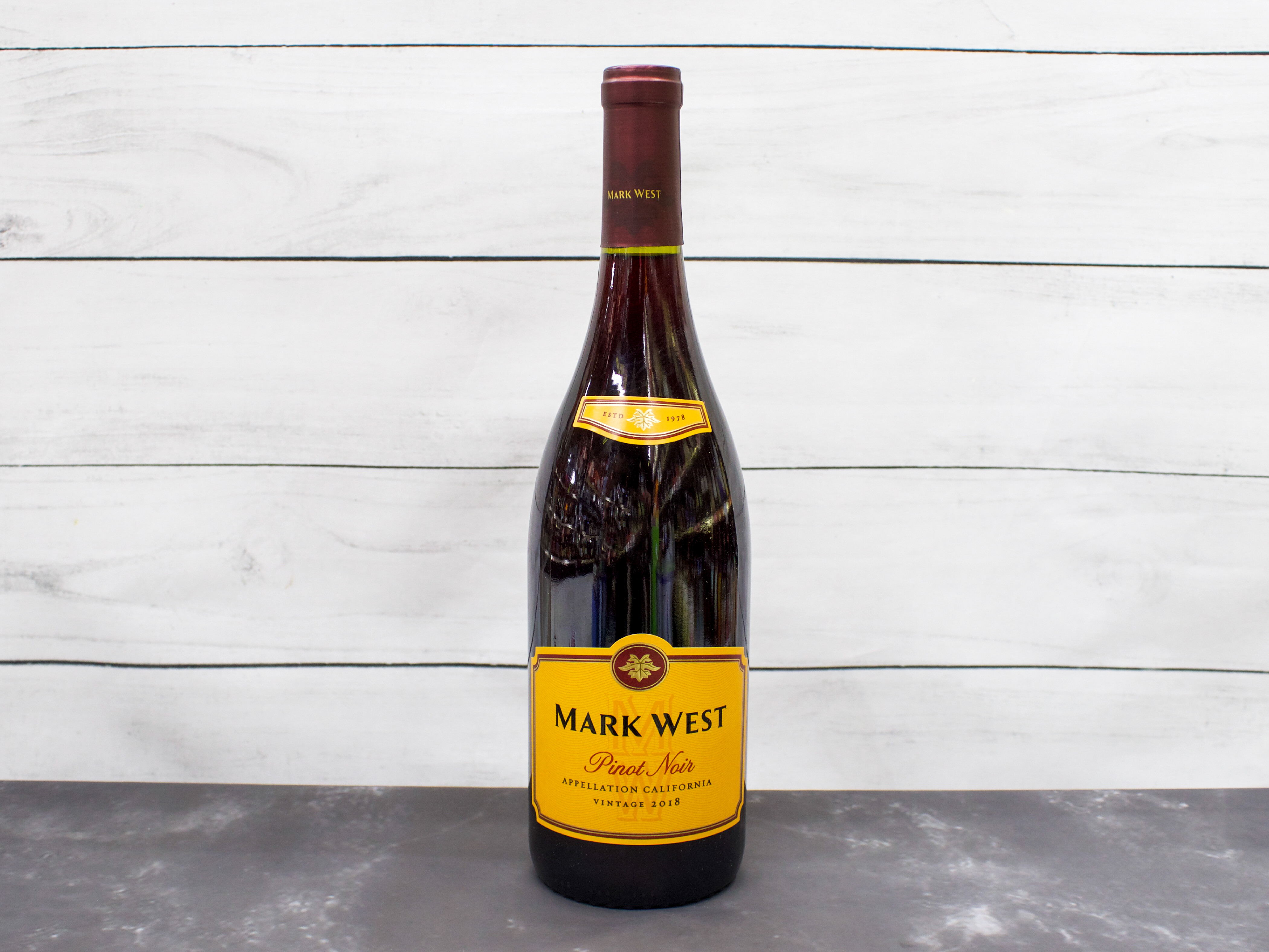Order 750 ml. Mark West Pinot Noir ABV 14.5 % food online from Bailey Plaza Liquors store, Mountain View on bringmethat.com