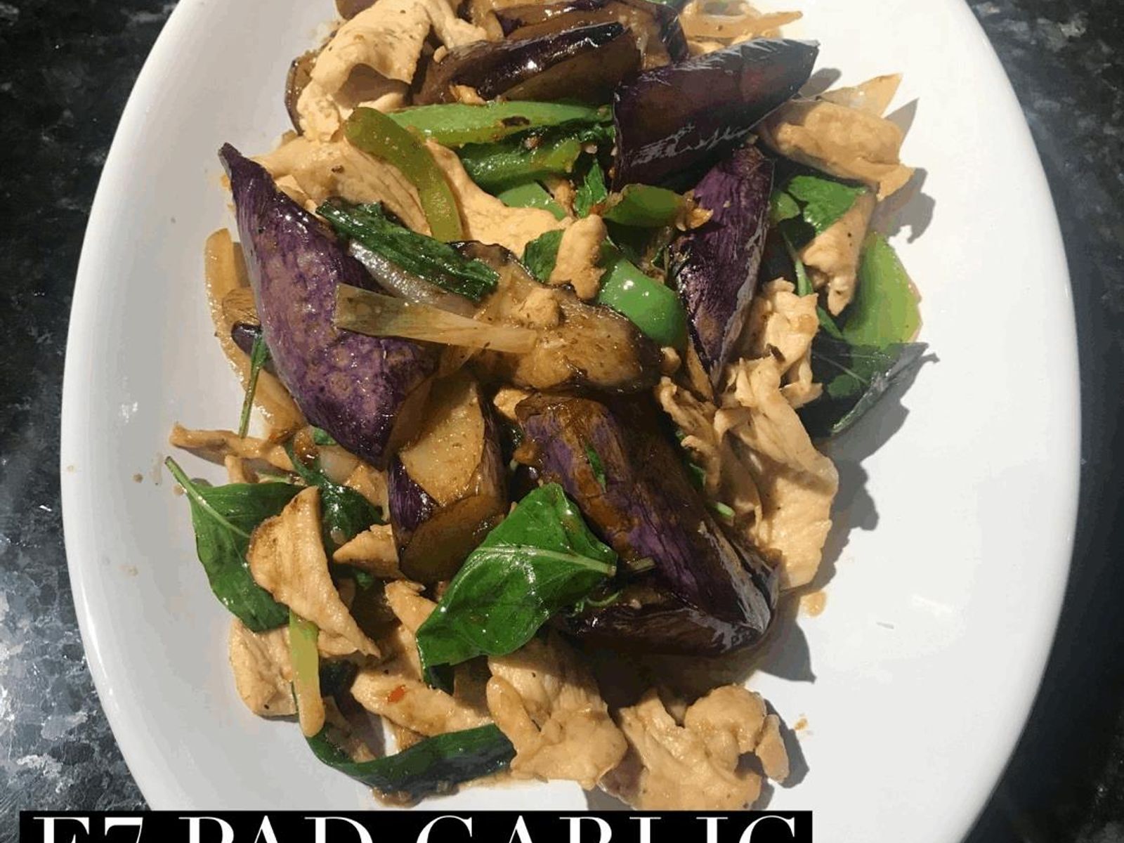Order E8 Pad Garlic Eggplant food online from Thai Spice Restaurant store, Houston on bringmethat.com