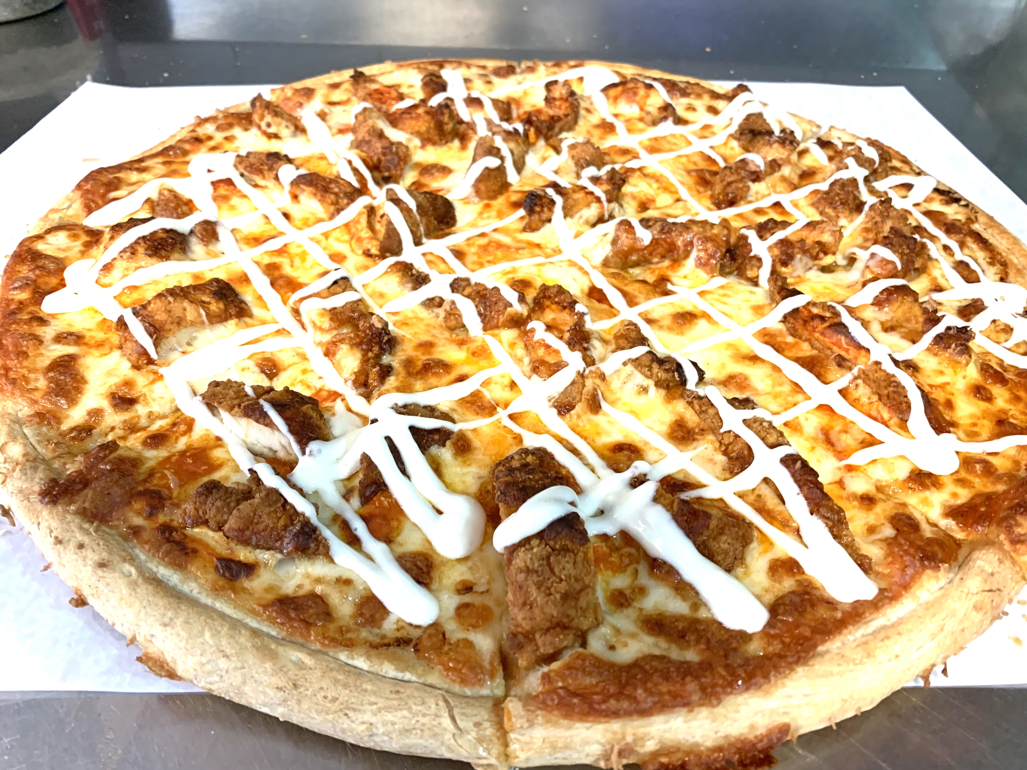 Order Buffalo Chicken Pizza food online from Gregory House Of Pizza store, Belmont on bringmethat.com