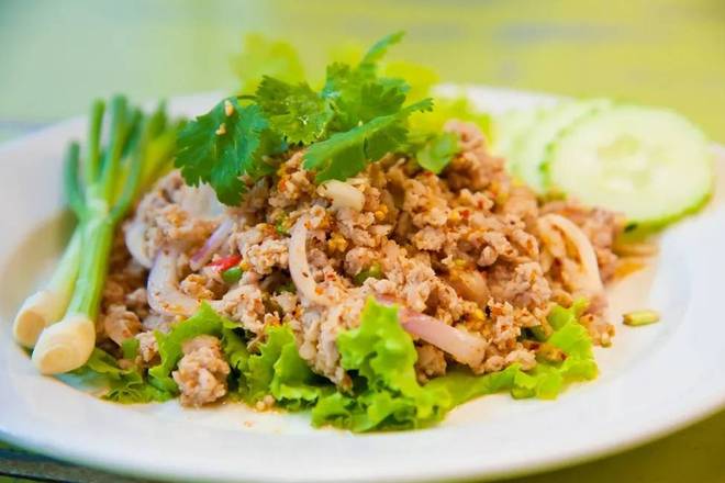 Order Larb Chicken Salad ( lettuce wrap) food online from Satto Thai & Sushi Bar store, Atlanta on bringmethat.com