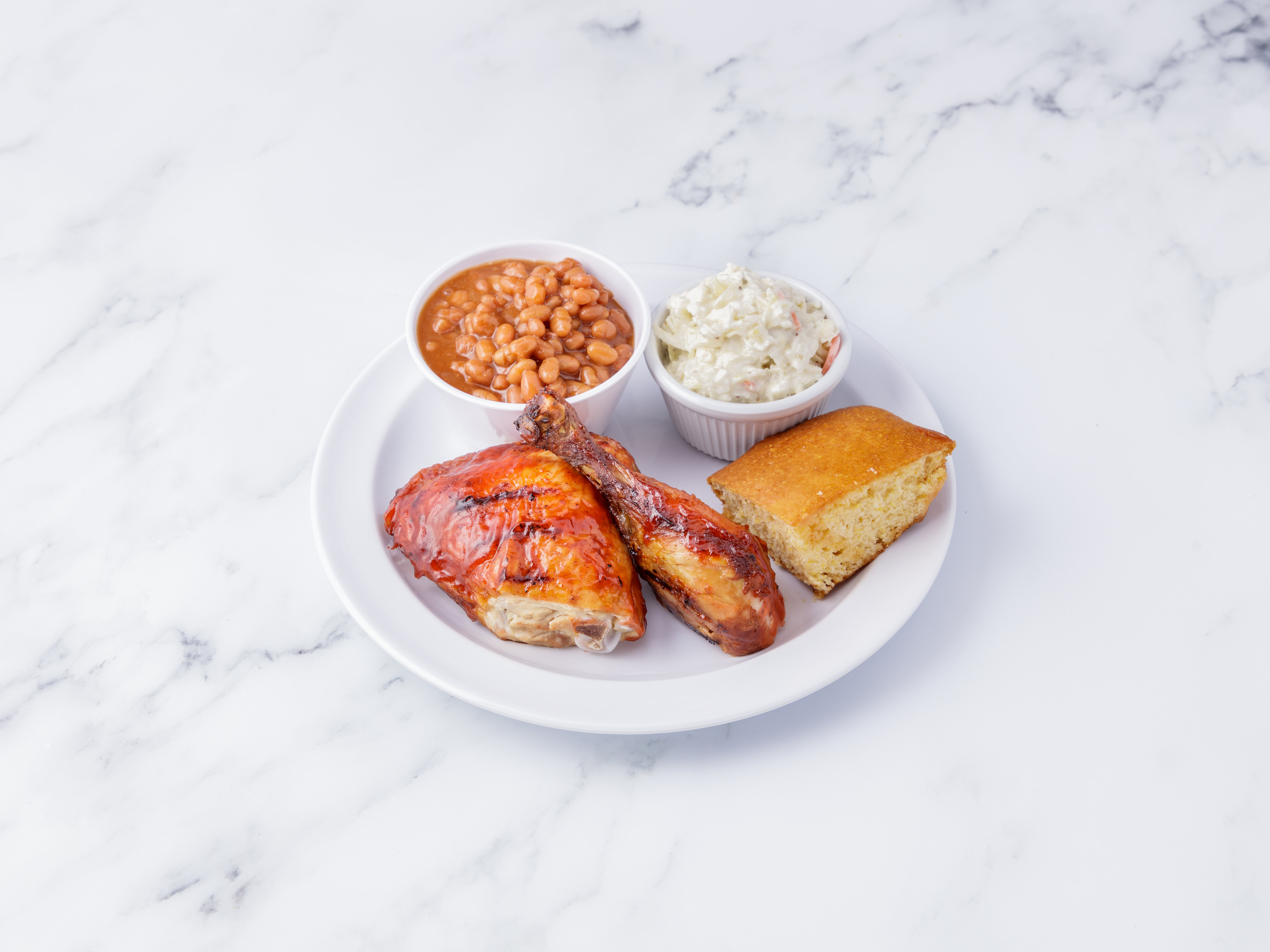 Order 2. BBQ Chicken Dinner food online from Ribs On The Run store, White Plains on bringmethat.com