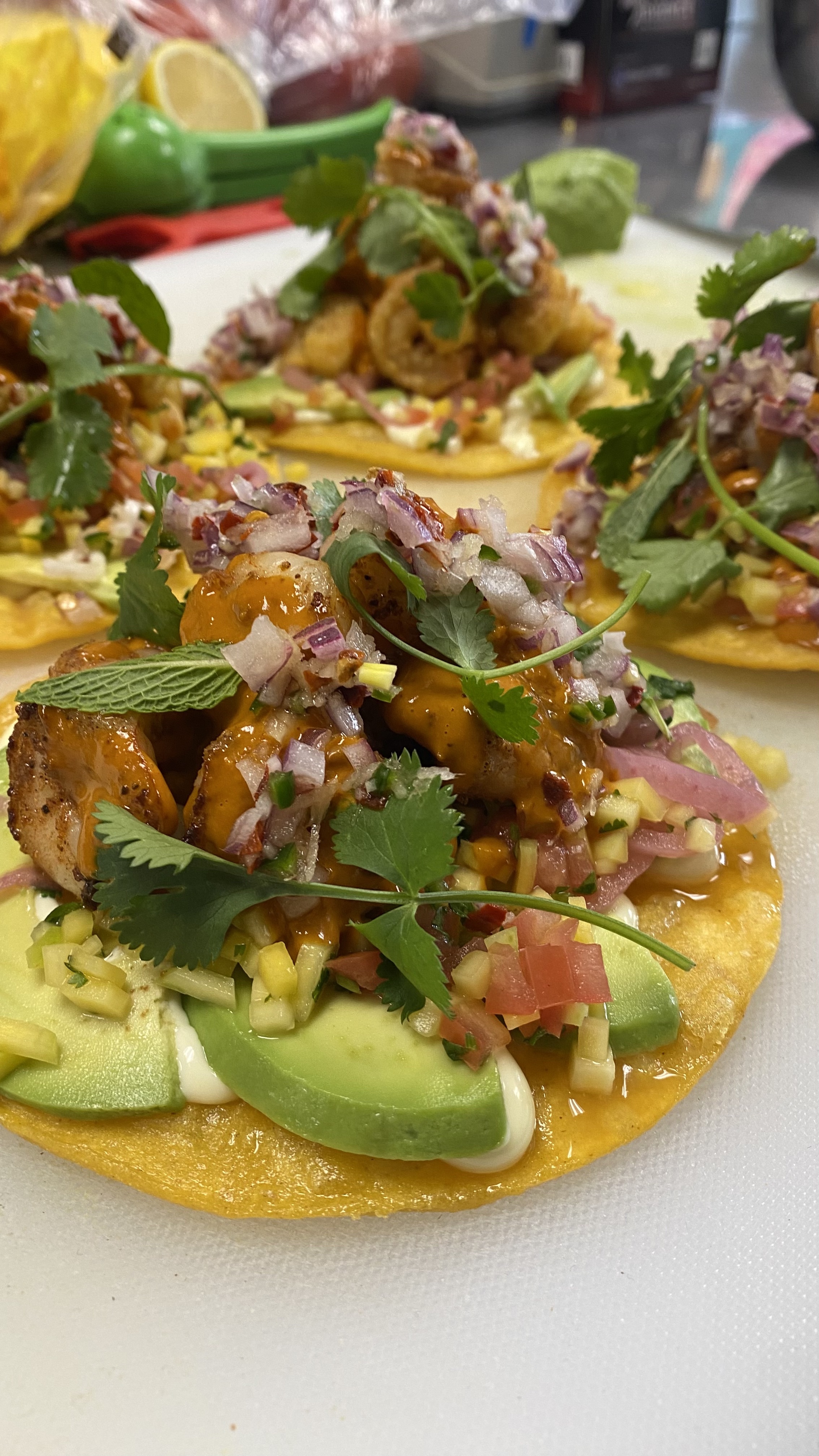 Order Chipotle Shrimp Tostadas food online from Banh Oui store, Los Angeles on bringmethat.com