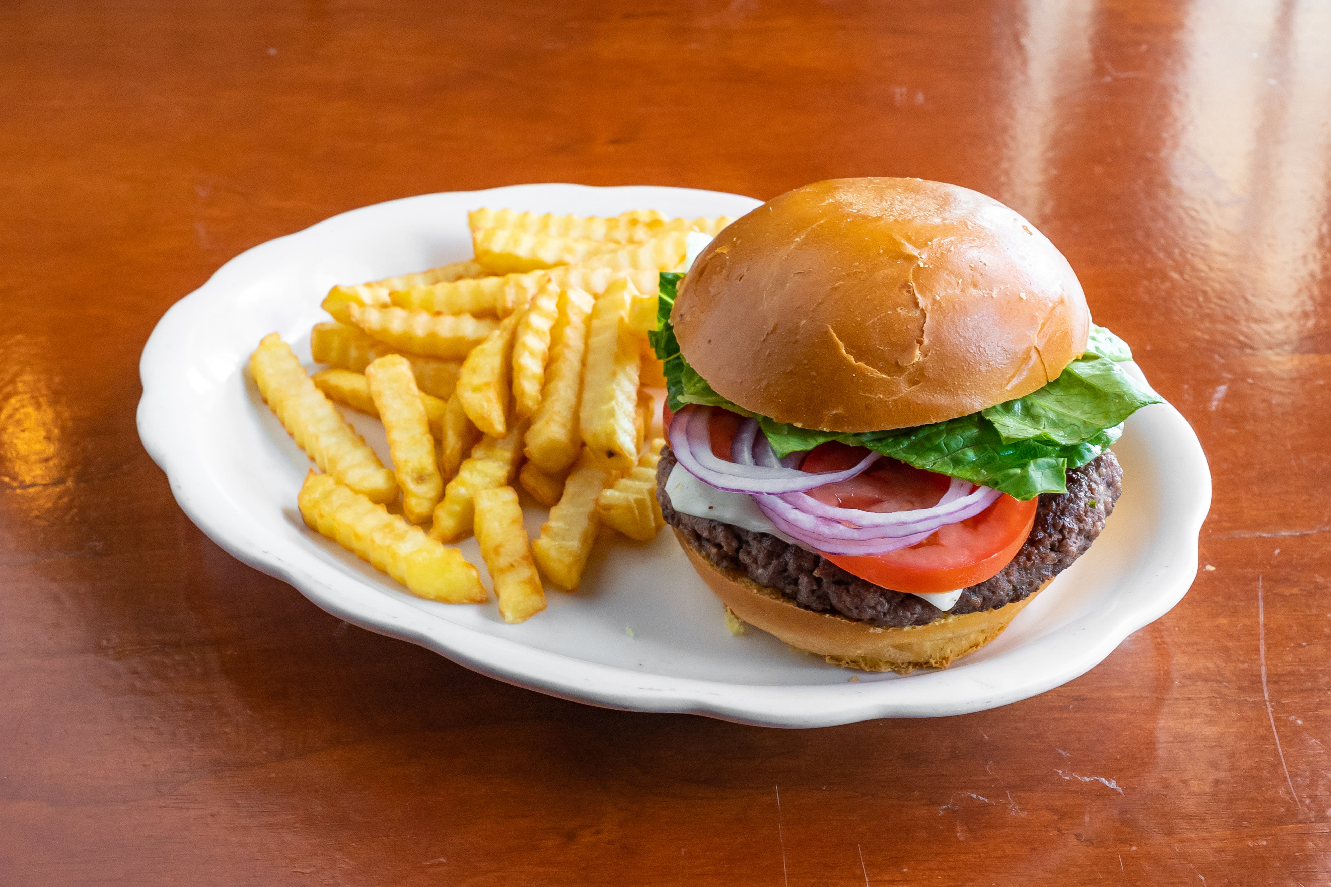 Order Cheese Burger - Burger food online from Pizza Village Tomato Pie store, Lahaska on bringmethat.com