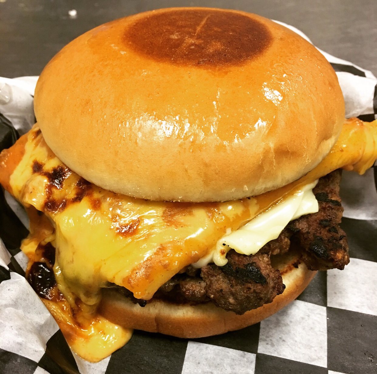 Order Enchilada Burger (1/2 lb.) food online from Ranch House Burgers II store, Mission on bringmethat.com