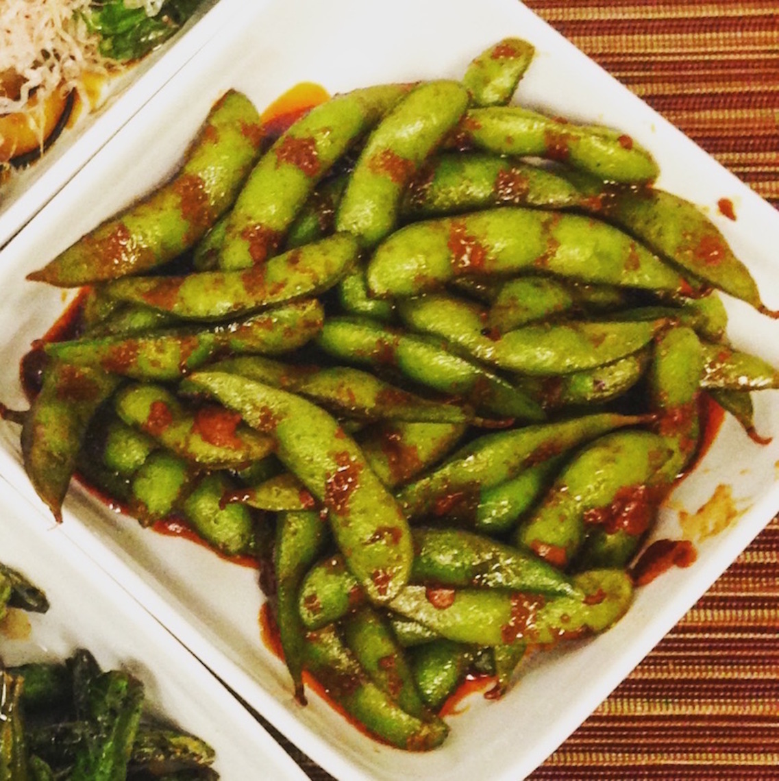 Order Spicy Asian Edamame food online from Fukusuke Japanese Ramen Dining store, Fountain Valley on bringmethat.com