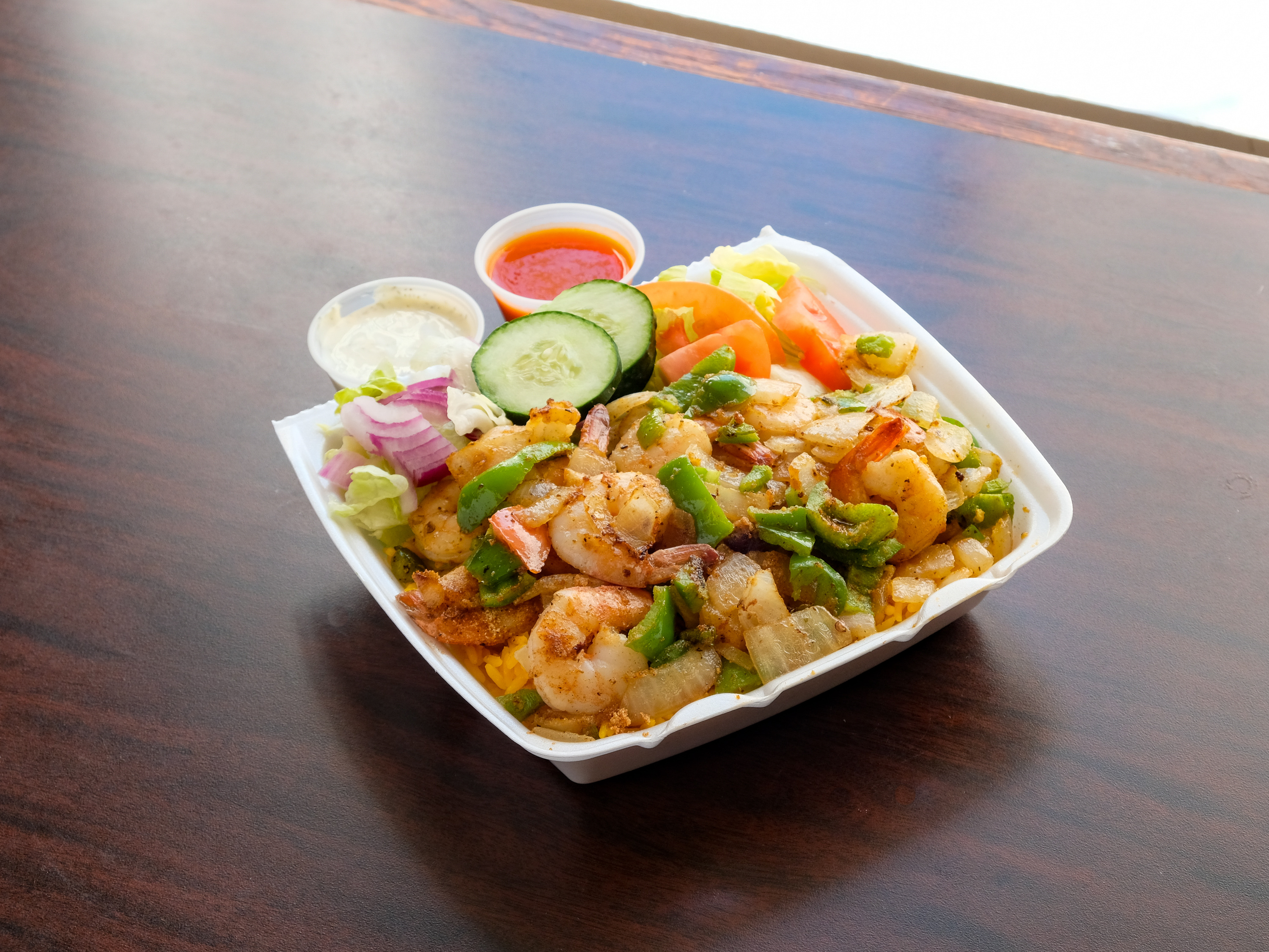 Order Shrimp Rice Platter food online from Semo's store, Wilmington on bringmethat.com