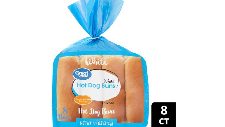 Order Great Value Hot Dog Buns, White, 8 Count food online from Red Roof Market store, Lafollette on bringmethat.com