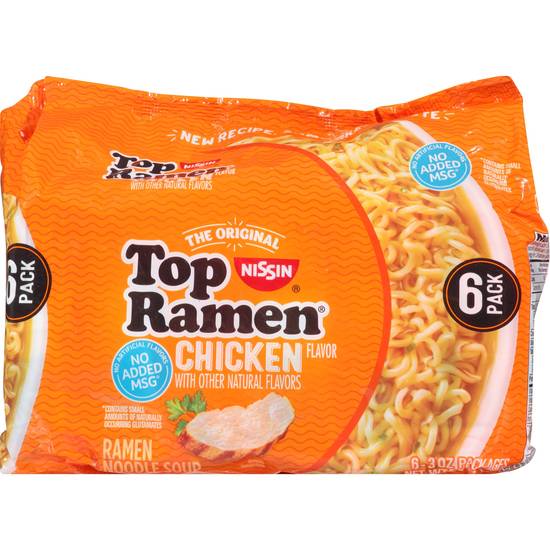 Order Nissin Top Ramen Noodle Soup, Chicken Flavor, 6 Pack food online from Cvs store, ARCADIA on bringmethat.com